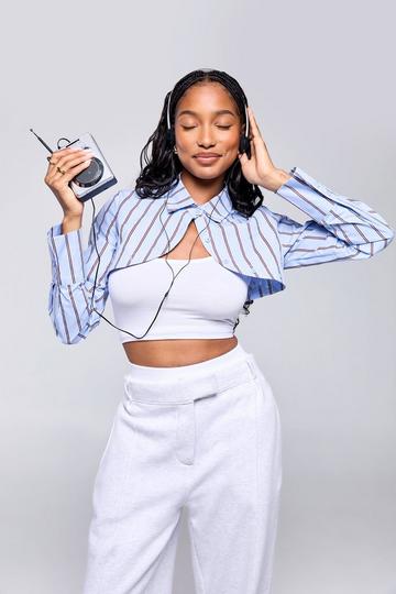 Extreme Cropped Striped Shirt blue