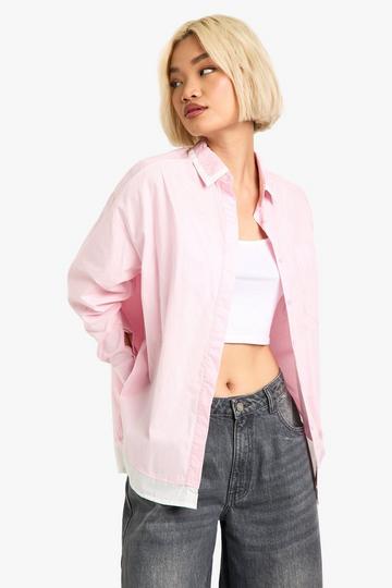 Pink Oversized Contrast Shirt