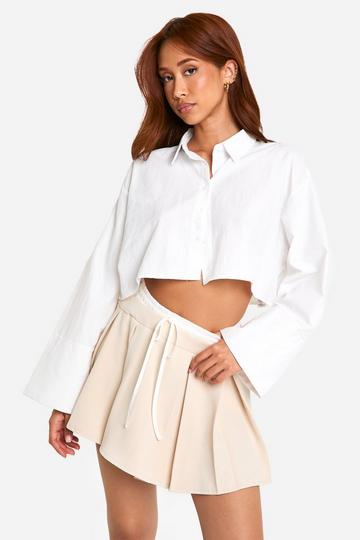 Contrast Waistband Pleated Mini Skirt stone