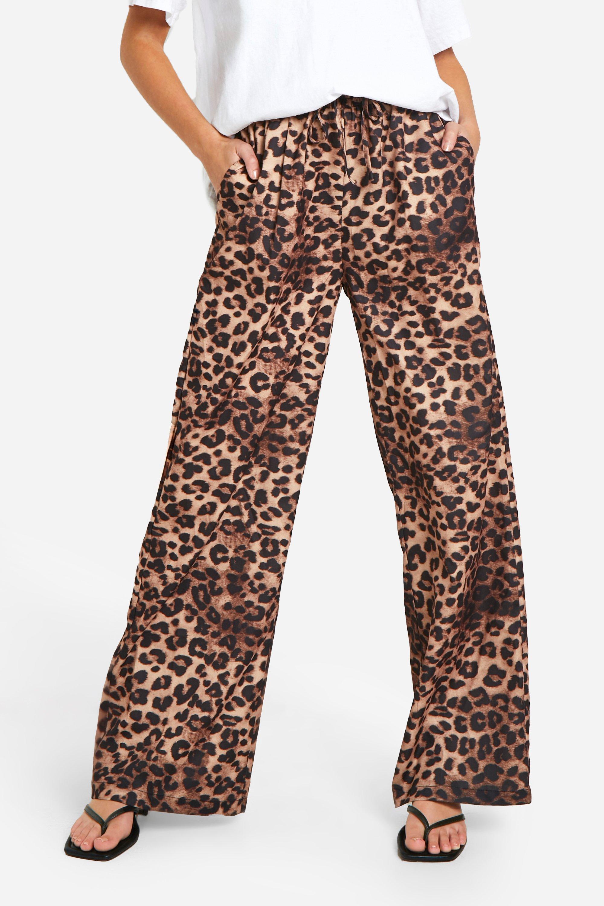 Leopard Wide Leg Tie Waist Trouser | boohoo CA Leopard Wide Leg Tie Waist Trouser | boohoo CA