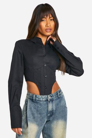 Corset Hem Shirt black