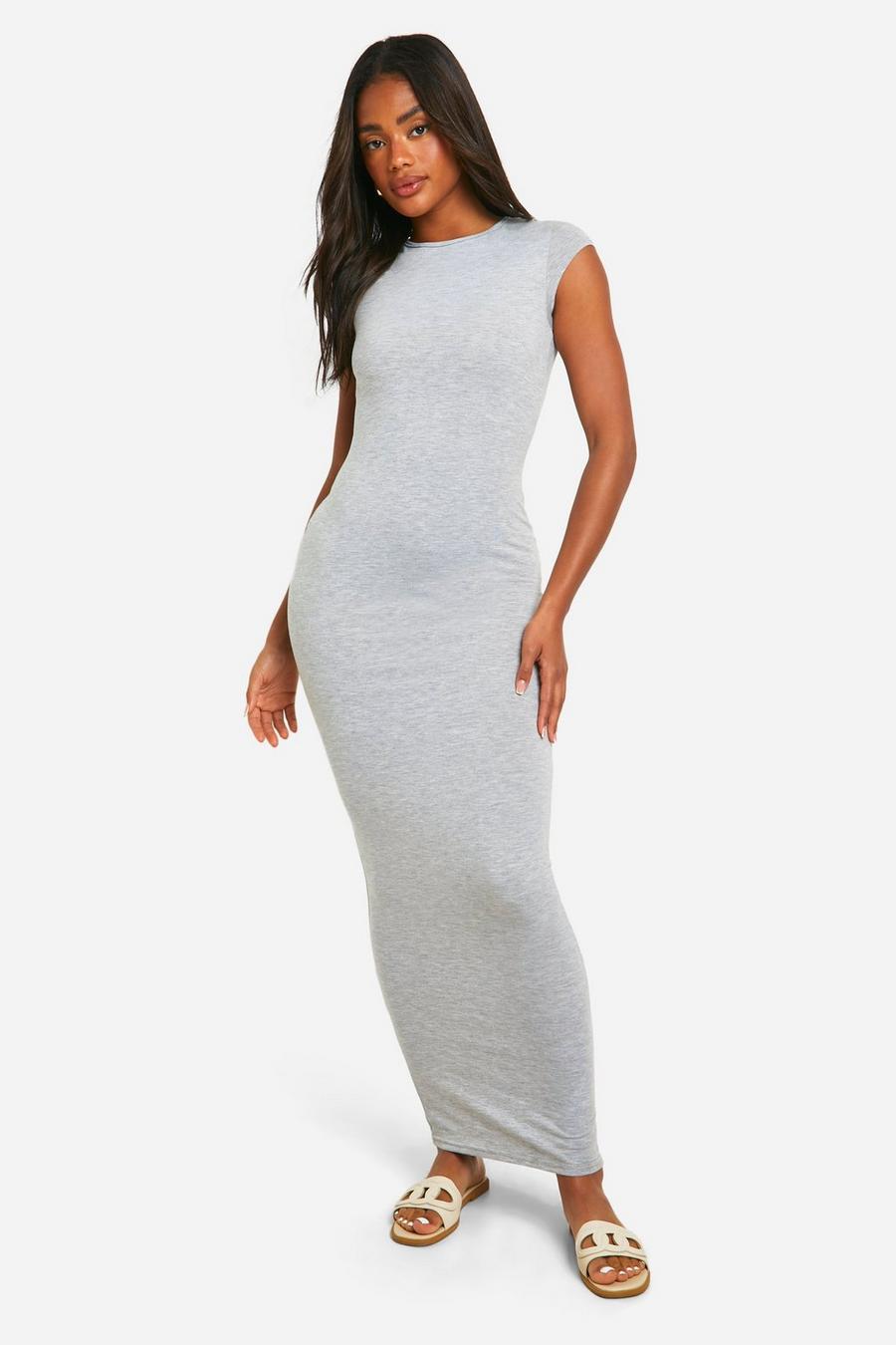 Grey marl Super Soft Cap Sleeve Maxi Dress image number 1