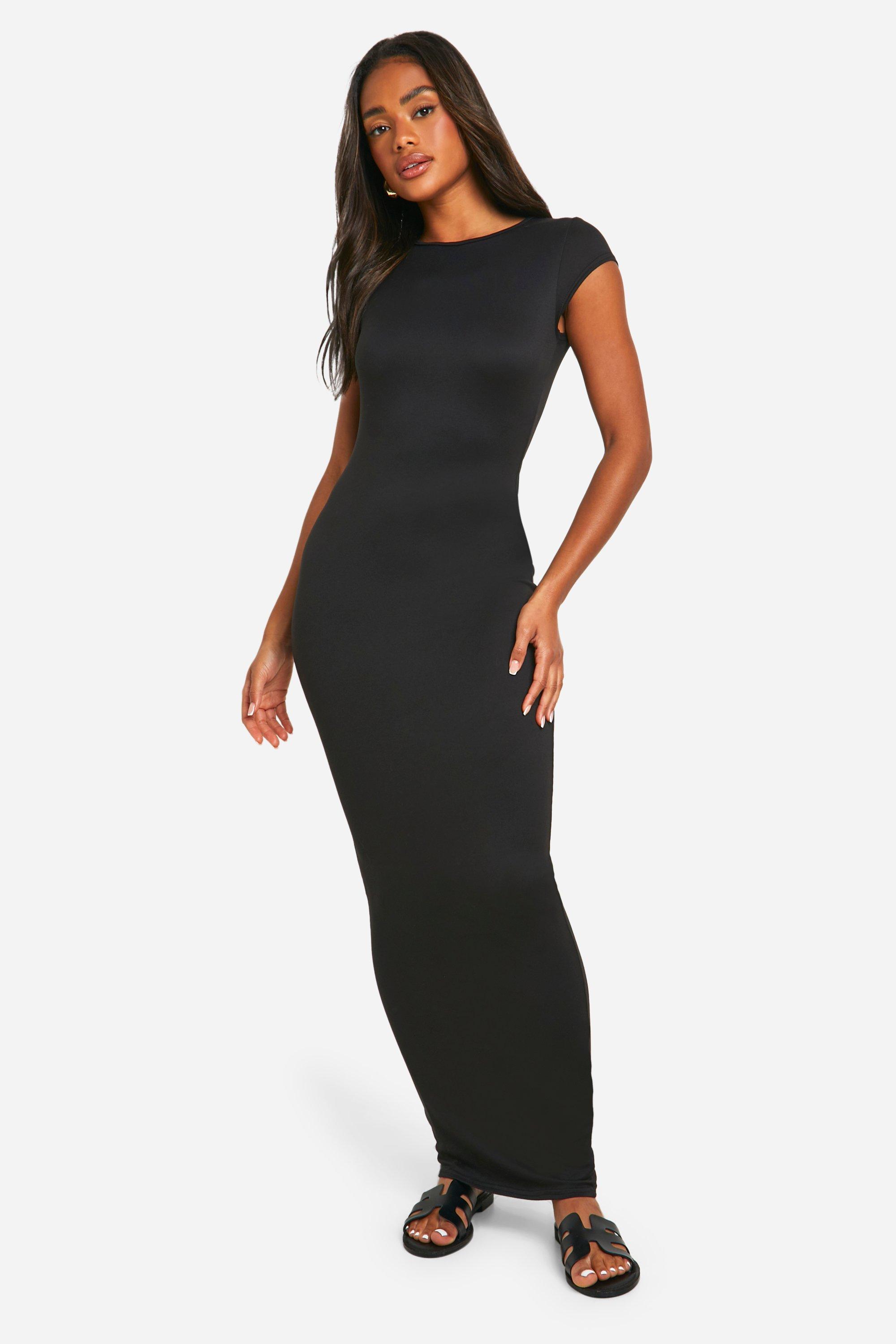 Black long sleeve maxi dress with slits best sale