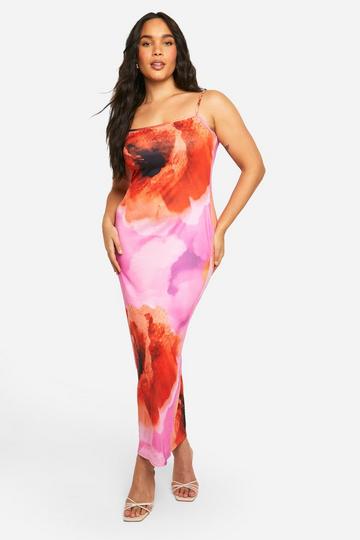 Pink Plus Printed Super Soft Scoop Neck Maxi Dress