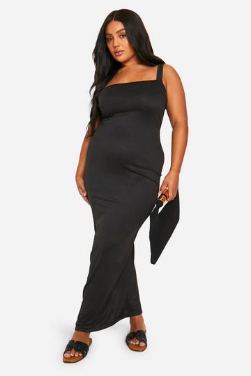 Plus Super Square Sleeve Maxi Dress black