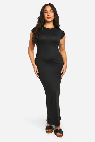 Plus Super Soft Short Sleeve Maxi Dress black