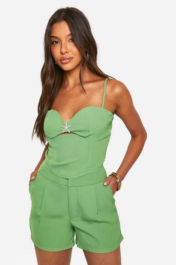 Diamante Starfish Trim Bralette bright green