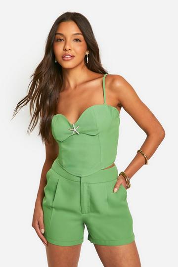 High Waist Tailored Shorts bright green