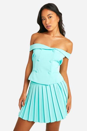 Getailleerde Off Shoulder Gilet Met Dubbele Knopen mint