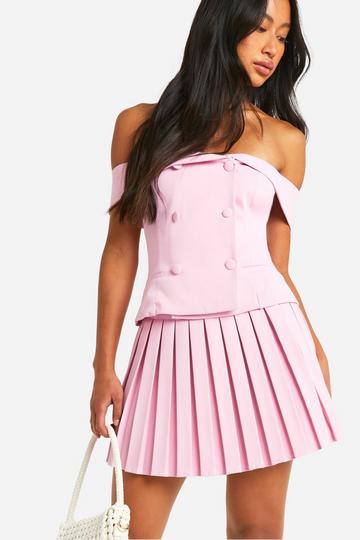 Pink Pleated Micro Mini Skirt