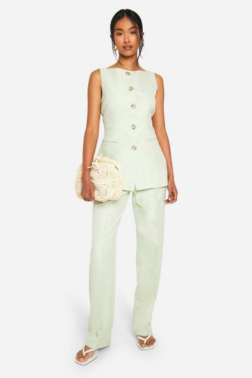 Sage Green Straight Leg Dress Pants