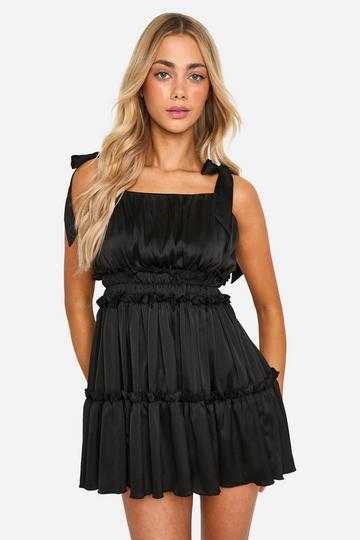 Tiered Ruffle Skater Dress black