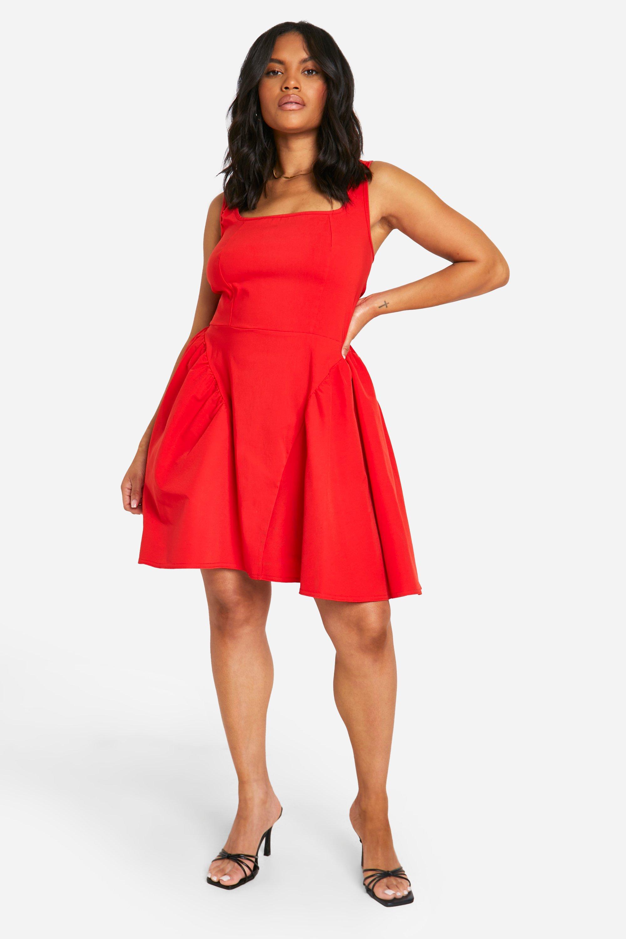 Plus Bengaline Bow Back Skater Dress