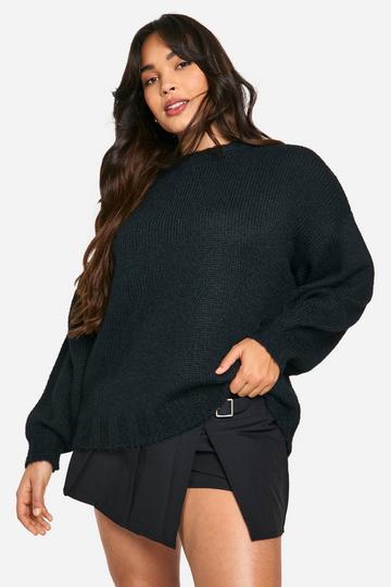 Plus Soft Knit Longline Jumper black