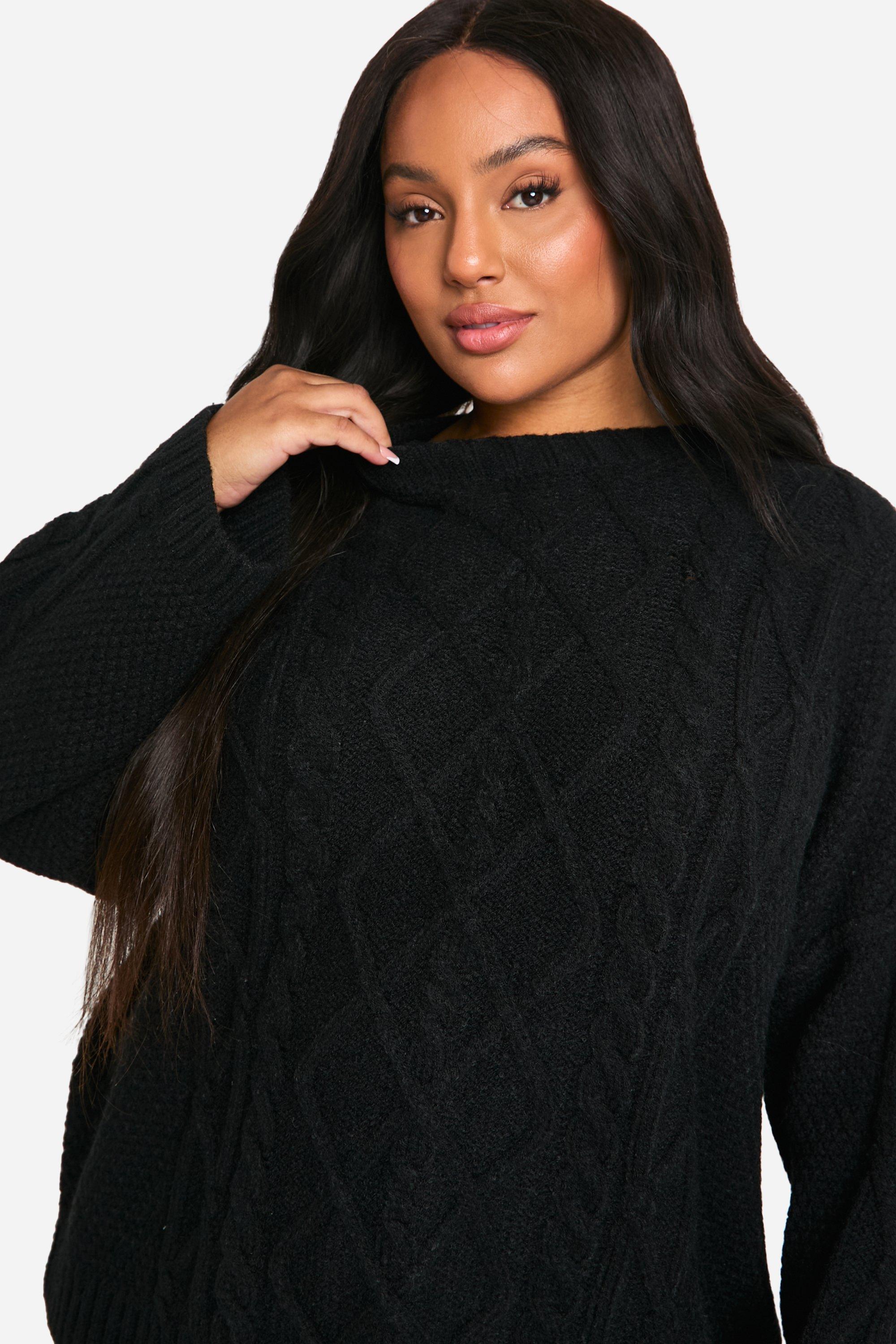 Cable knit jumper black shop