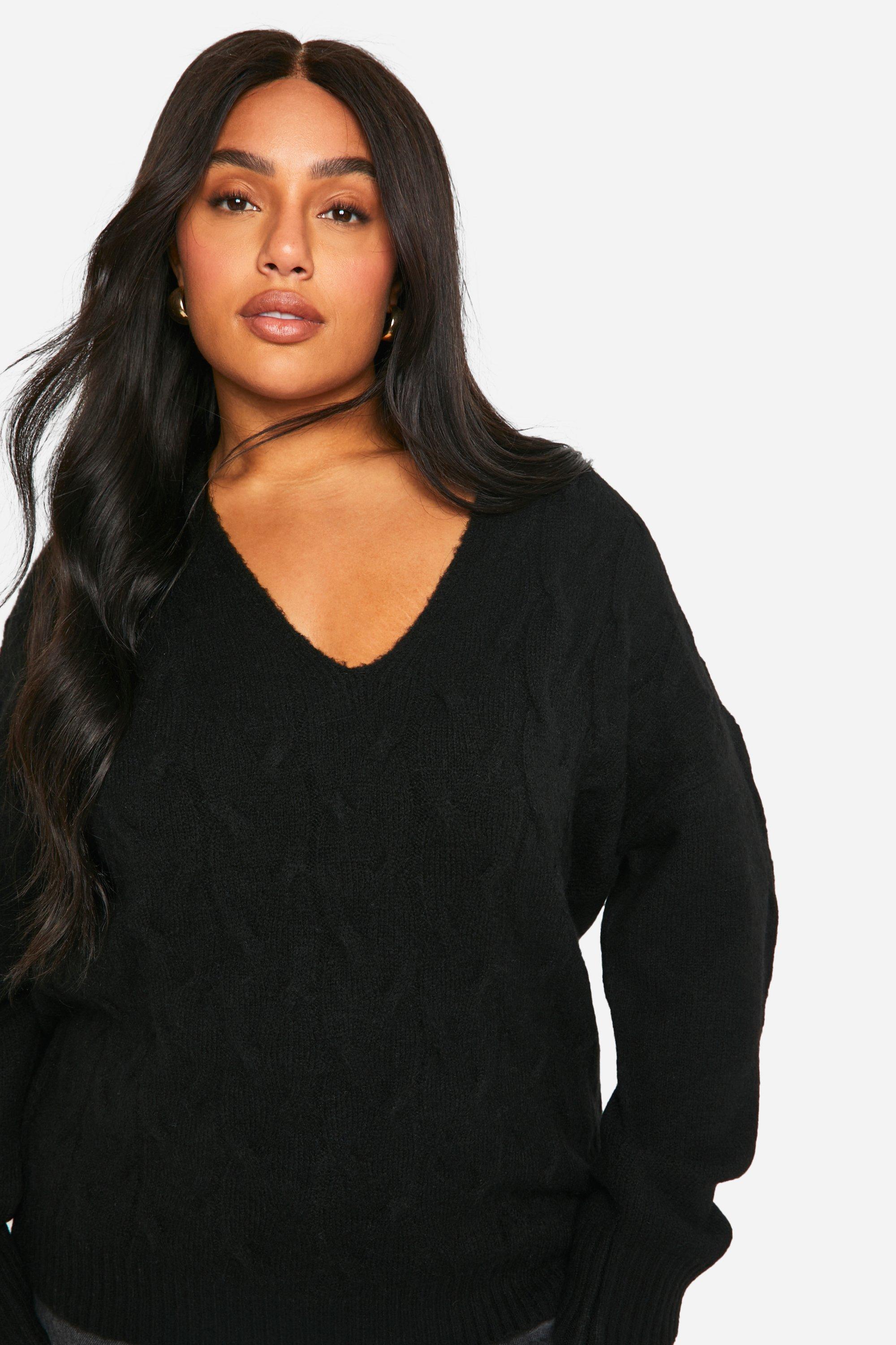 Grande taille Pull en maille douce a col V