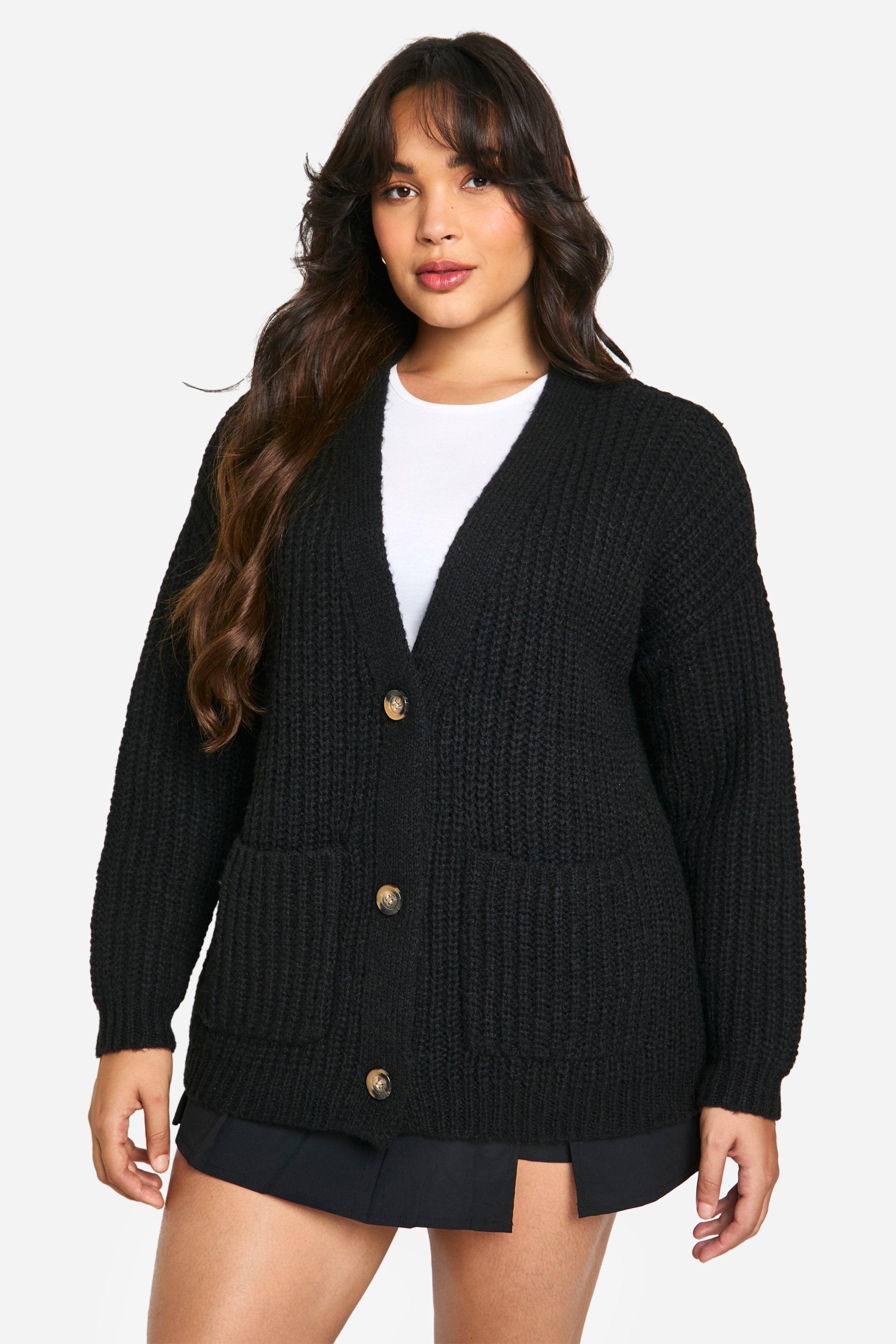 Plus Oversized Soft Knit Chunky Boyfriend Cardigan