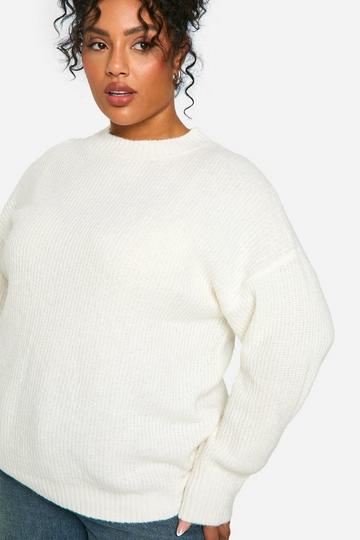 Plus Soft Knit Oversized Jumper ecru