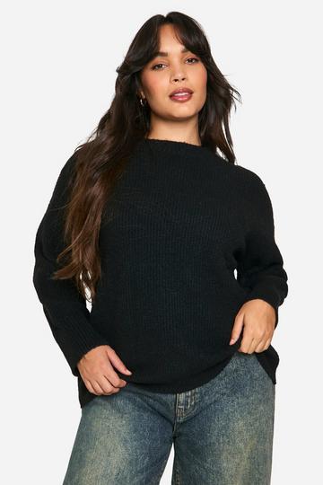 Plus Soft Knit Oversized Jumper black