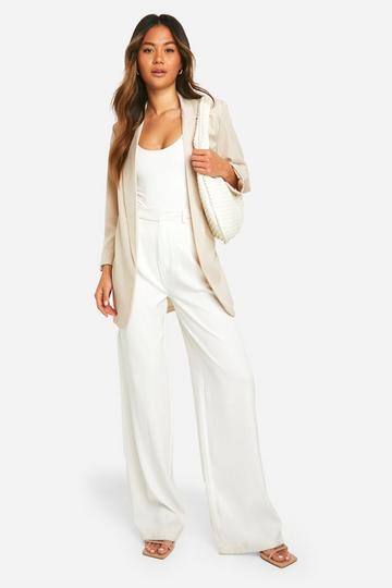 Basic Linen Look Turn Cuff Relaxed Fit Blazer stone