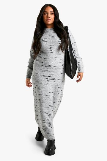 Plus Soft Knit Marl Knitted Maxi Dress grey