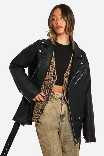 Tall Ultimate Oversized Faux Leather Biker Jacket black