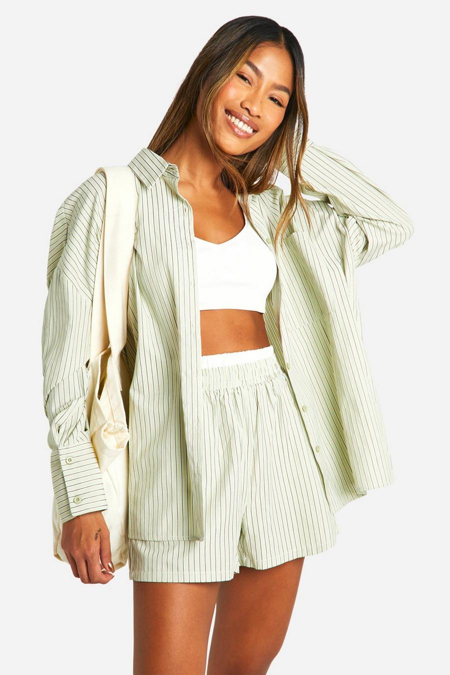 Sage Textured Stripe Relaxed Fit Shirt image number 1