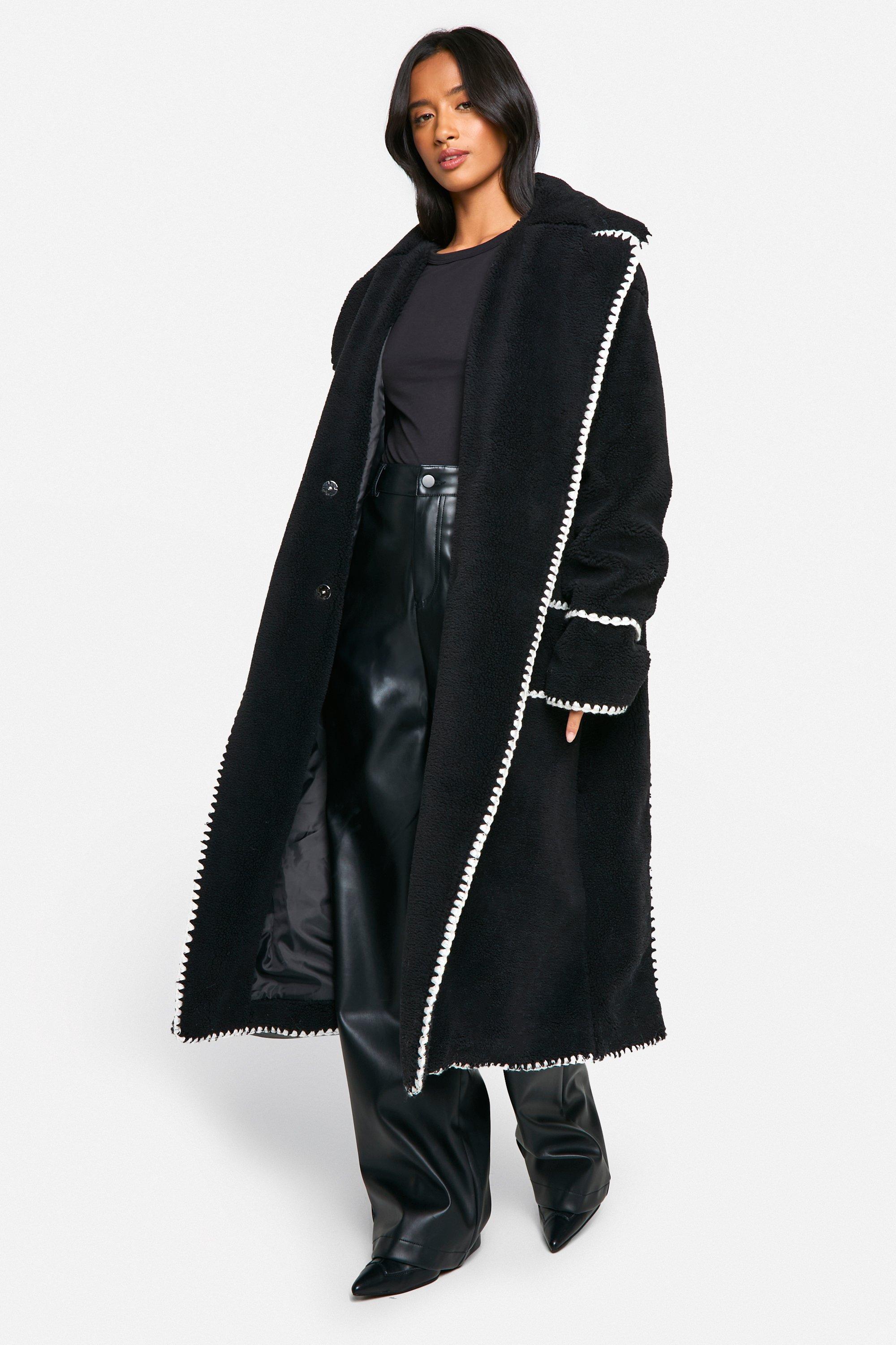 Black petite teddy coat hotsell