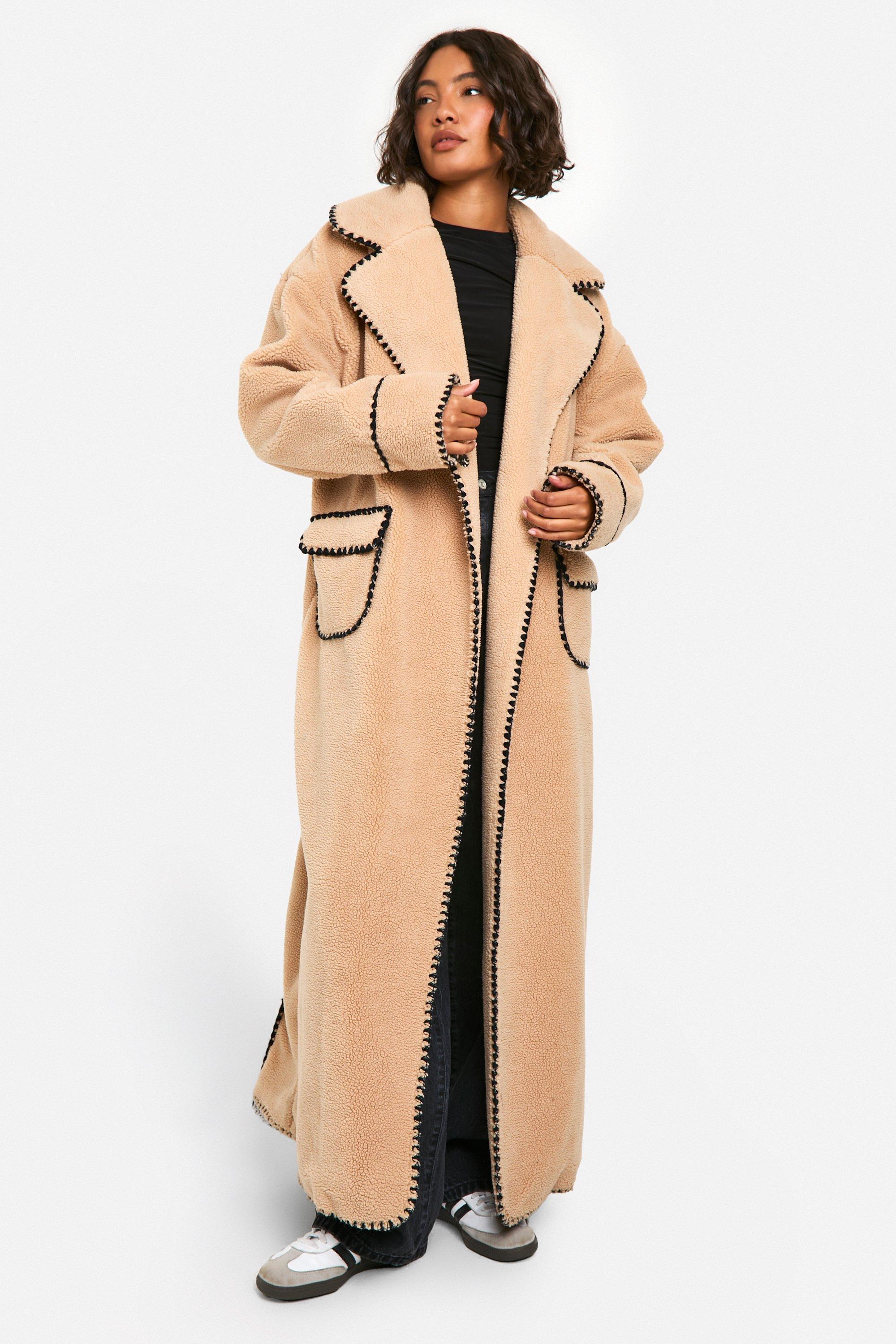 Tall Longline Blanket Stitch Teddy Jacket