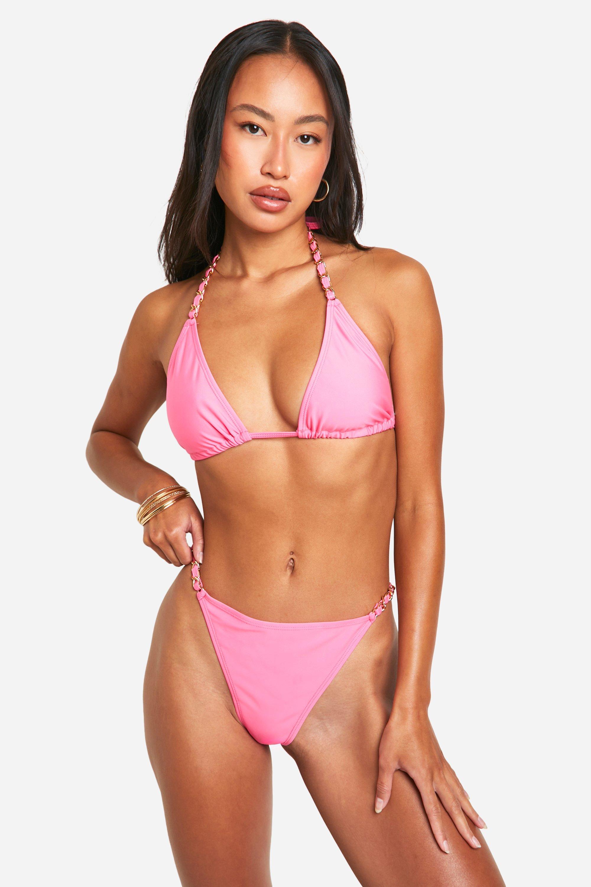 Pink Gold Trim Tanga Bikini Brief