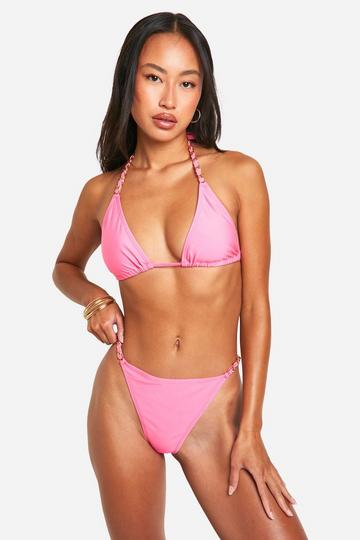 Tanga Bikini Broekje Met Gouden Zoom pink