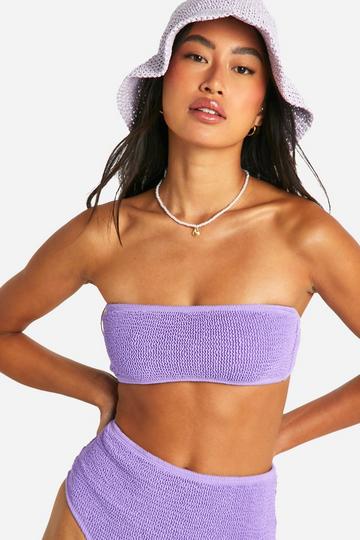 Premium Crinkle Bandeau Tube Bikini Top lilac