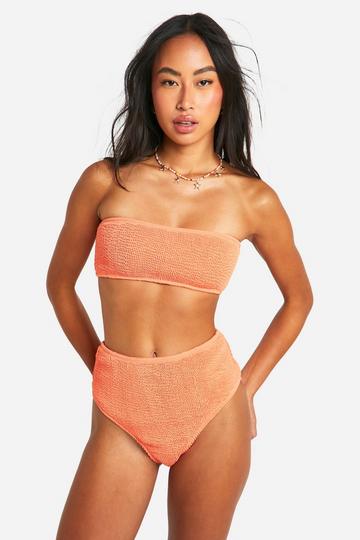 Premium Crinkle High Waisted Bikini Brief coral