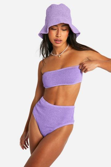 Lilac Purple Premium Crinkle High Waisted Bikini Brief