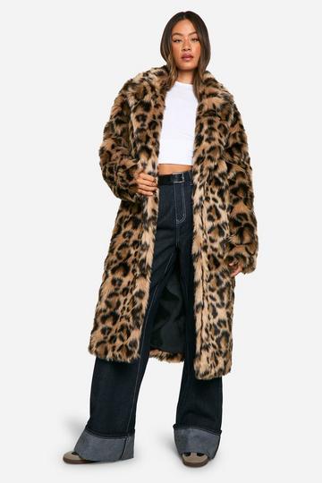 Tall Leopard Faux Fur Coat animal