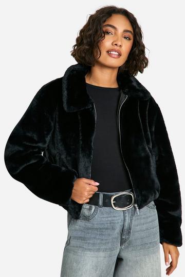 Tall Korte Faux Fur Jas black