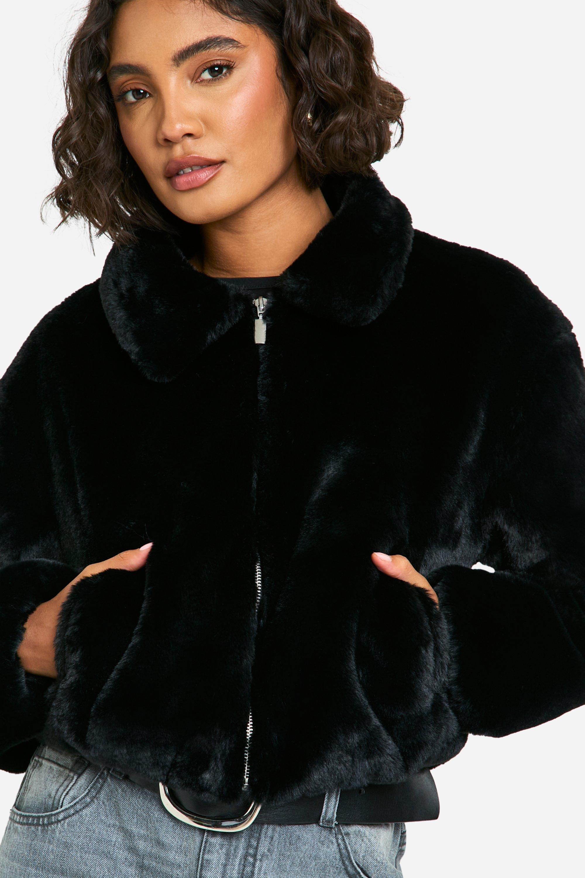 Short sleeve faux fur jacket deals