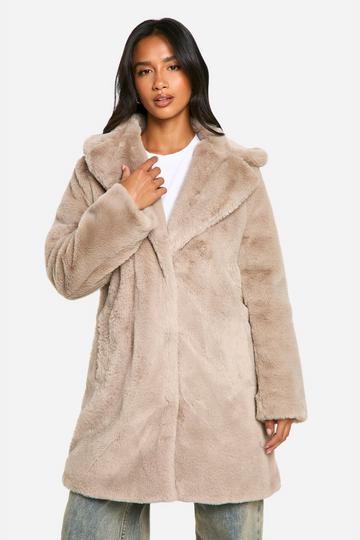 Petite Longline Faux Fur Jacket mink