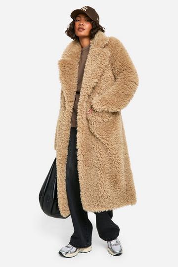 Tall Teddy Midaxi Faux Fur Coat biscuit