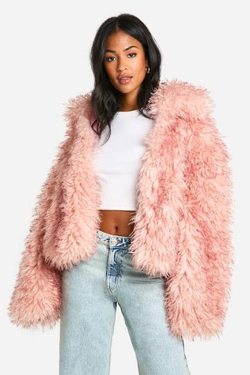 Tall Shaagy Faux Fur Coat pink