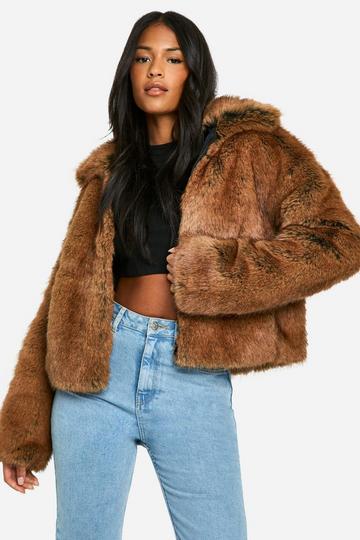 Tall Premium Faux Fur Jas Met Kraag natural