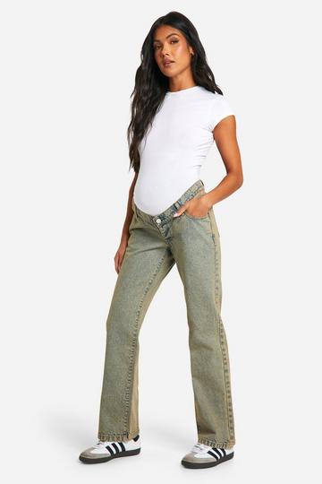 Maternity Basic High Waisted Straight Leg Jeans sand