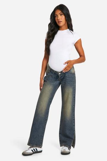 Mammakläder Basic Jeans med raka ben och slitsar vintage wash