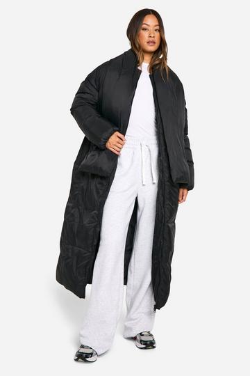 Black Tall 2 In 1 Longline Scarf Puffer Jacket