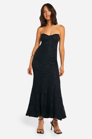 Black Lace Corset Maxi Dress