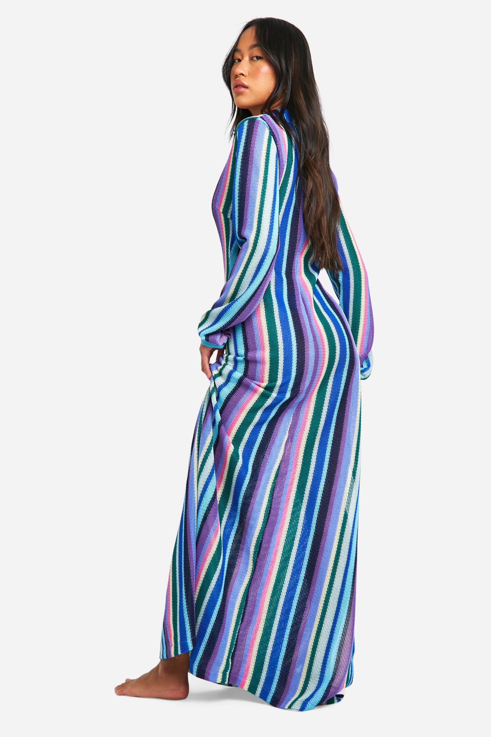 Robe longue de plage a rayures boohoo FR