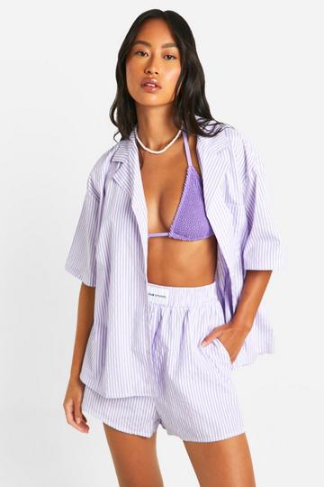 Dsgn Studio Pinstripe Shirt & Short Beach Co-ord lilac