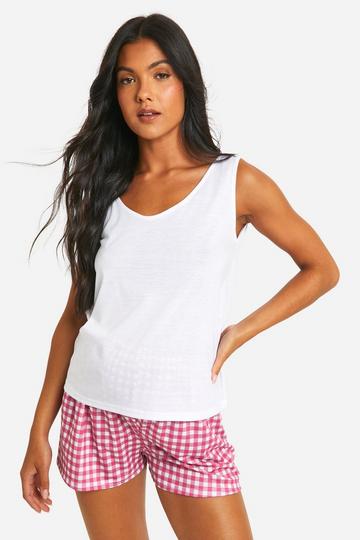 Maternity Gingham Short Pyjama Set pink