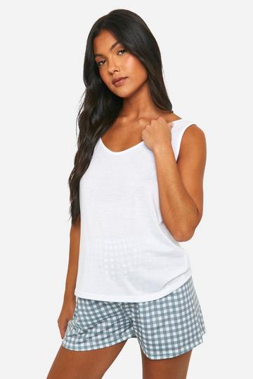 Zwangerschap Gingham Pyjama Set Met Shorts light grey