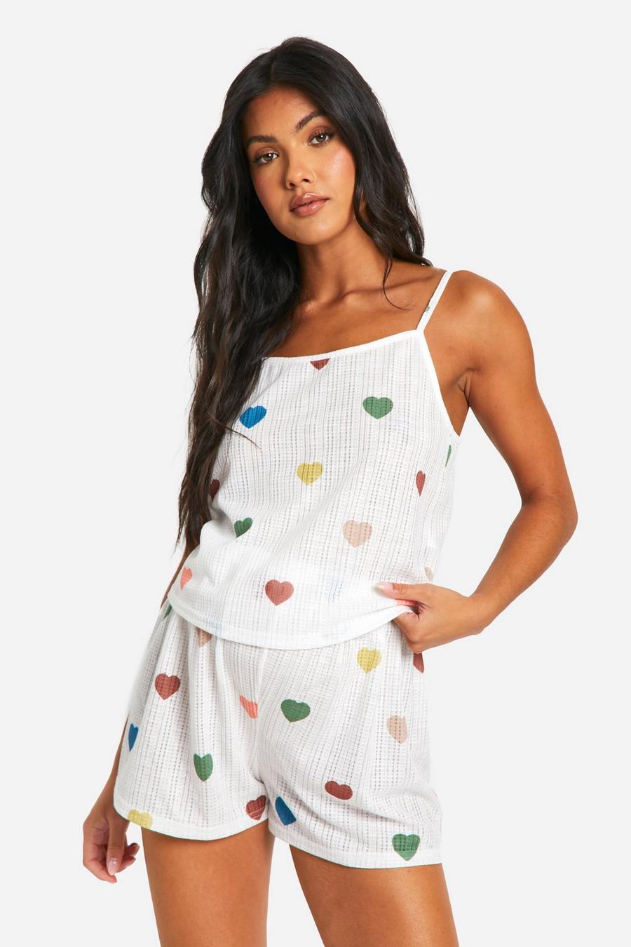 Lemon Maternity Heart Print Cami And Short Pyjama Set